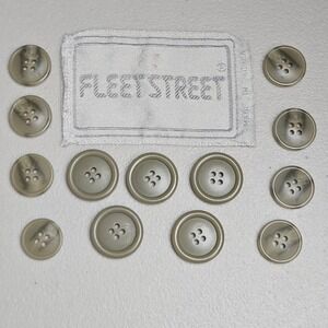 Fleet Street 13 Piece Coat Button‎ Set Round Matte Finish 4-Hole Crafting Sewing